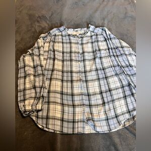 LOFT Plaid Button-Up Blouse